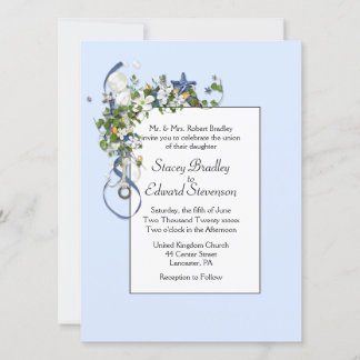 Ribbons and Starfish Bubbles Blue Invitation