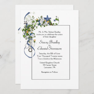 Ribbons and Starfish Bubbles Wedding Invitation