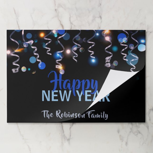 Ribbons Bokeh Lights New Year Party Celebration Paper Pad (Folded)