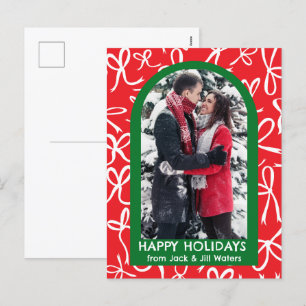 Ribbons Bows Christmas CUSTOM PHOTO Arch Holiday Postcard