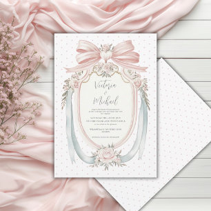 Ribbons & Bows Frame Vintage Floral Wedding Invitation