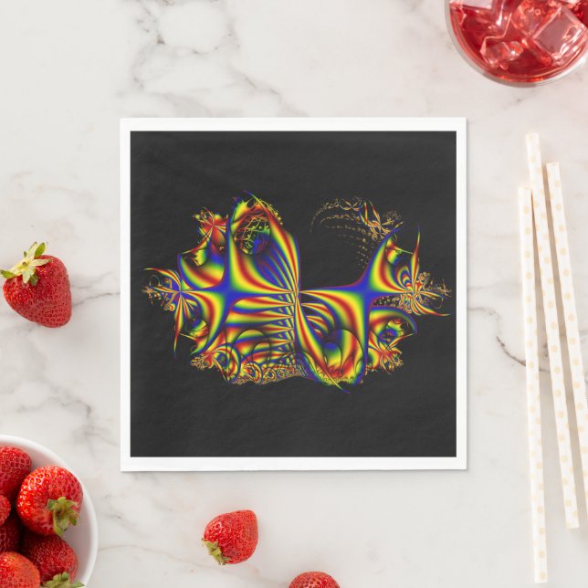 Ribbons | Rainbow Fractal Art Napkins (Insitu)