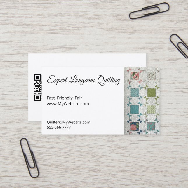 Ribbons & Roses Quilt Fully Customizable Biz Cards (Front/Back In Situ)