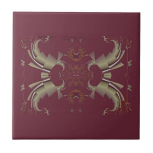 Ribbons to Claws - Burgundy Ceramic Tile