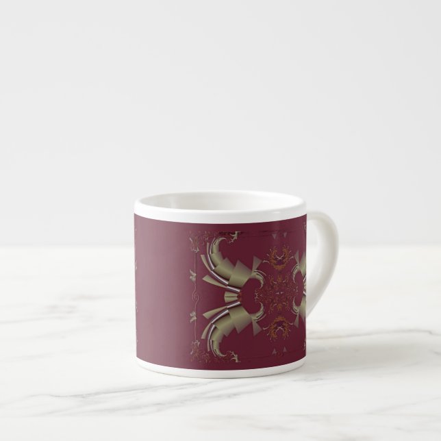 Ribbons to Claws - Burgundy Espresso Cup (Front Right)