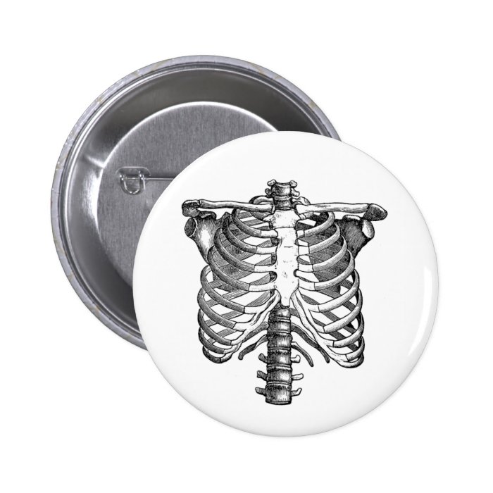 Ribcage Bones Anatomical Skeleton Pin Black