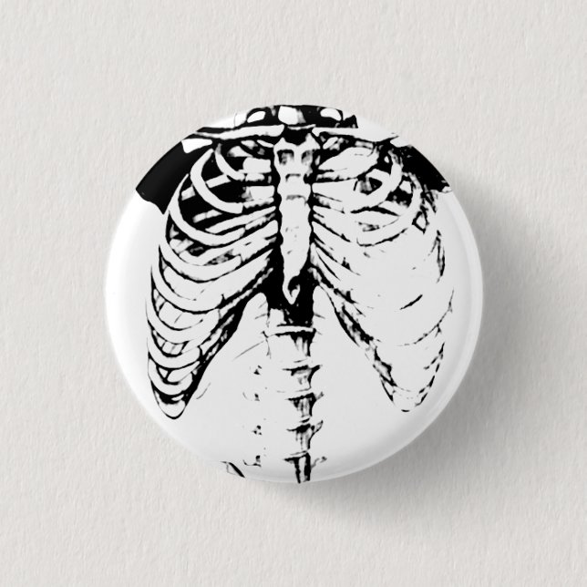 Ribcage Skeleton Goth button pin (Front)