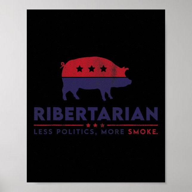 Ribertarian Funny Pitmaster Bbq Meat Smoker Less P Poster (Front)