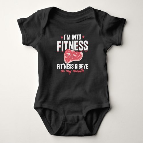 Ribeye Steak Funny Fitness Humor Baby Bodysuit