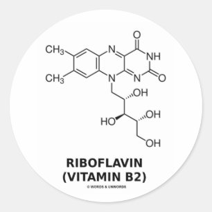 Riboflavin (Vitamin B2) Chemical Molecule Classic Round Sticker