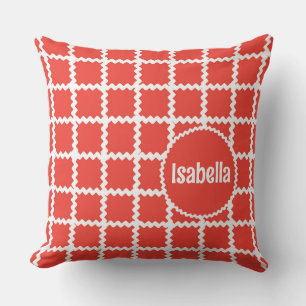 Ric Rac Pattern for Kids in Red Throw Pillow