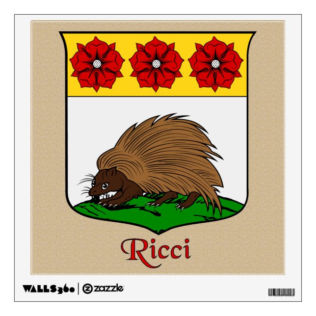 Ricci Historical Shield on Parchemnt Style Wall Sticker (Front)
