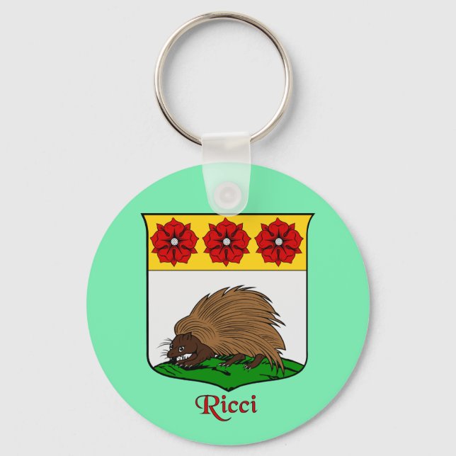 Ricci Italian Surname Historical Shield Keychain (Front)