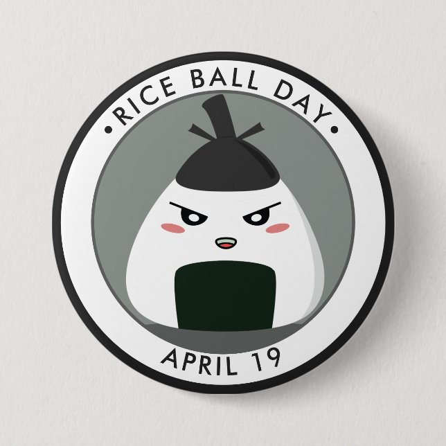 Rice Ball Day, kawaii Onigiri Button (Front)