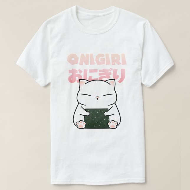 Rice Ball Sushi Cat T-Shirt (Design Front)