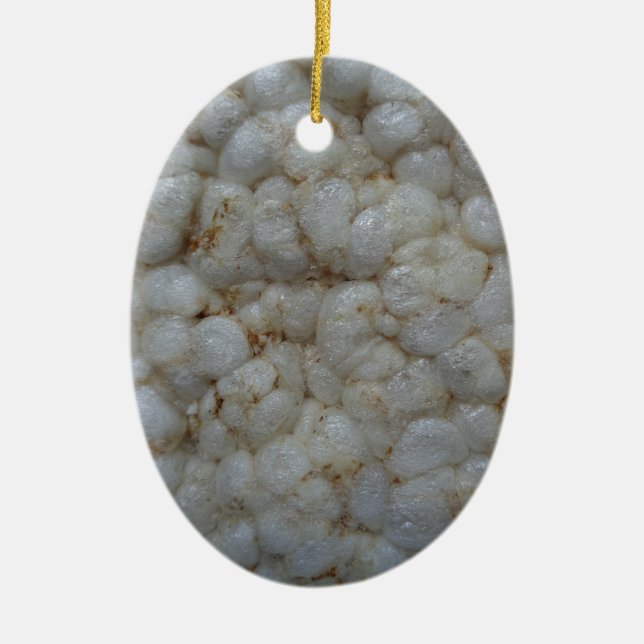Rice Cake ,  Healthy Food, White Snack Ceramic Ornament (Front)