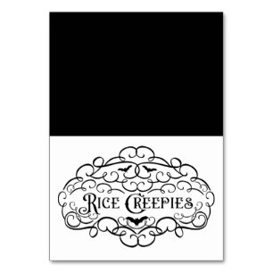 Rice Creepies Vintage Halloween Food Tent Table Number