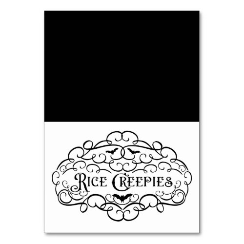 Rice Creepies Vintage Halloween Food Tent Table Number