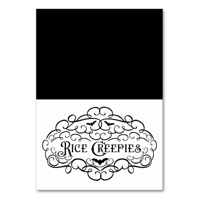 Rice Creepies Vintage Halloween Food Tent Table Number (Front)