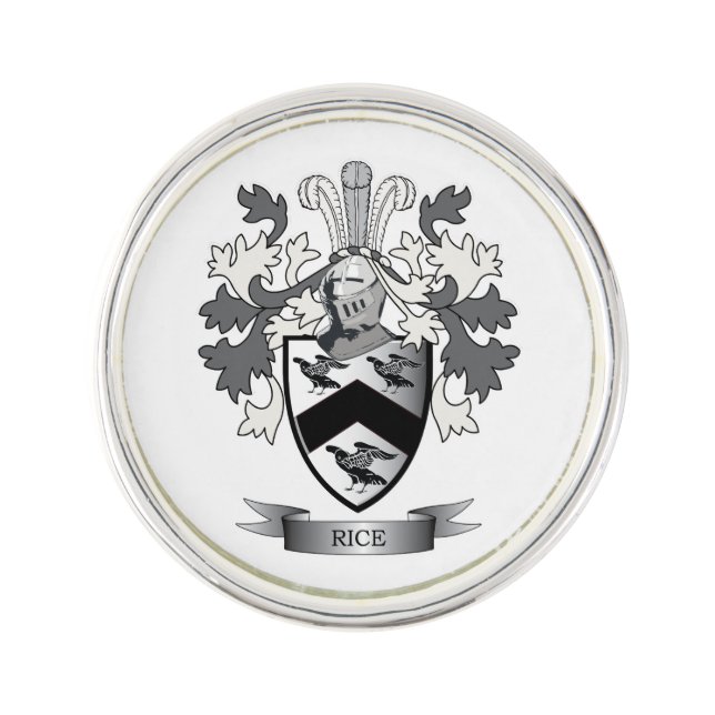 Rice Family Crest Coat of Arms Lapel Pin (Front)