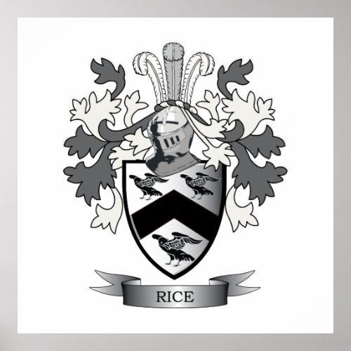 Rice Family Crest Coat of Arms Poster