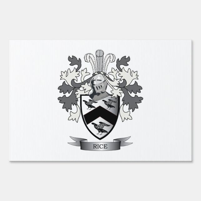 Rice Family Crest Coat of Arms Yard Sign (Front)