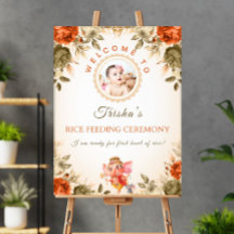 Rice Feeding Ceremony Welcome Sign: Editable Flora