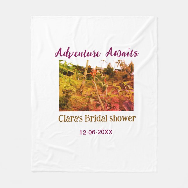 Rice fields adventure awaits bridal shower name fa fleece blanket (Front)