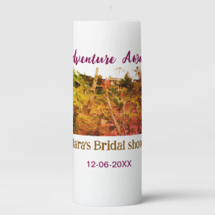 Rice fields adventure awaits bridal shower name fa pillar candle
