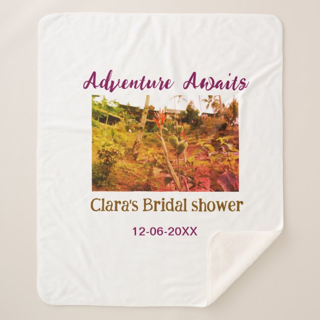 Rice fields adventure awaits bridal shower name fa sherpa blanket (Front)