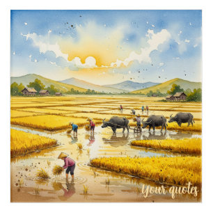Rice Harvest Village Wall Art
