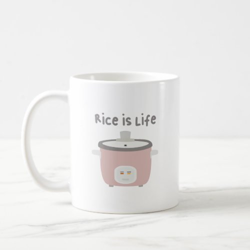 Rice is Life Cute Pink Rice Cooker Asian Food Coffee Mug