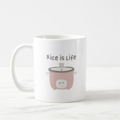 Rice is Life Cute Pink Rice Cooker Asian Food Coffee Mug