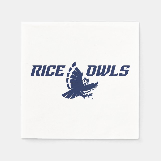 Rice Owls Logo with Flying Owl Napkins (Front)
