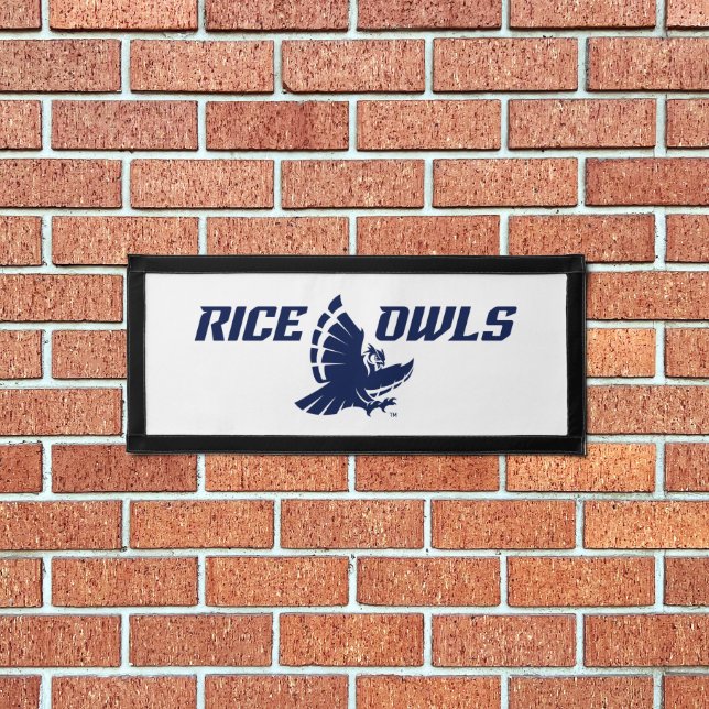 Rice Owls Logo with Flying Owl Pennant (Insitu 1)