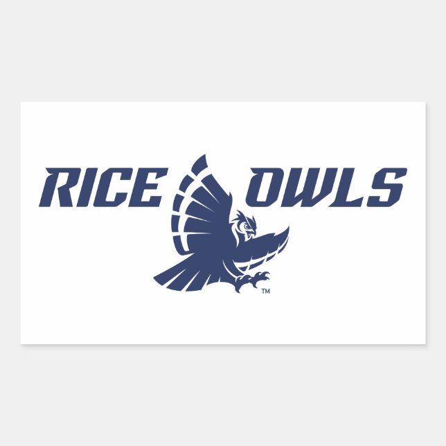 Rice Owls Logo with Flying Owl Rectangular Sticker (Front)