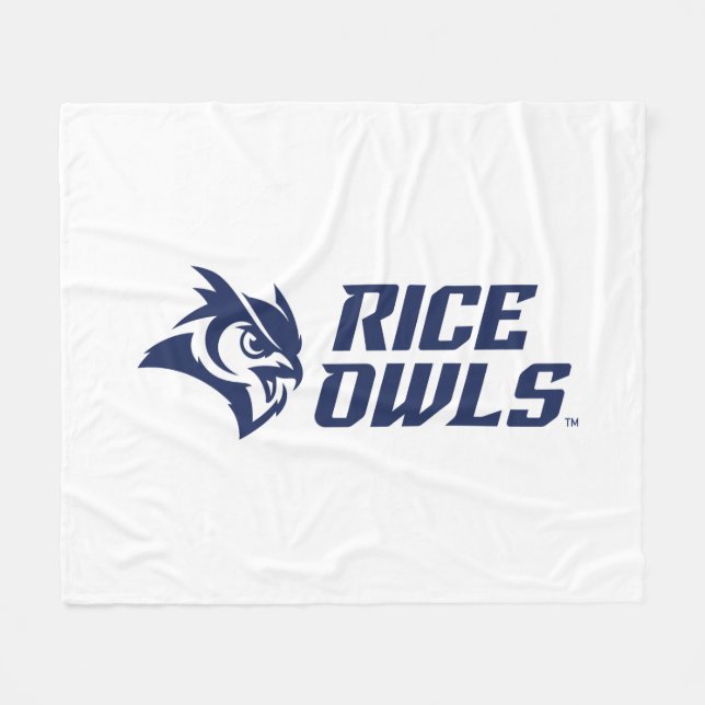 Rice Owls Mascot and Logo Fleece Blanket (Front (Horizontal))