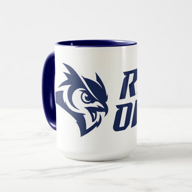 Rice Owls Mascot and Logo Mug (Front Left)