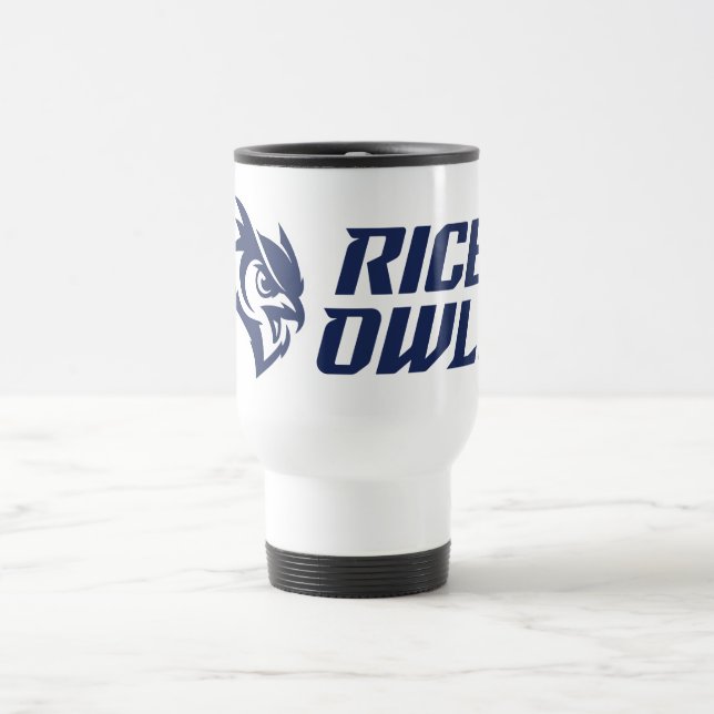 Rice Owls Mascot and Logo Travel Mug (Center)