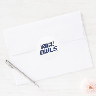 Rice Owls Text Emblem Classic Round Sticker