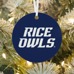 Rice Owls Text Emblem Metal Ornament