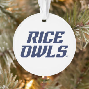 Rice Owls Text Emblem Ornament