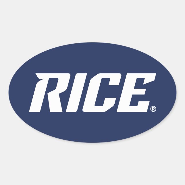 Rice Owls Text Emblem Oval Sticker (Front)