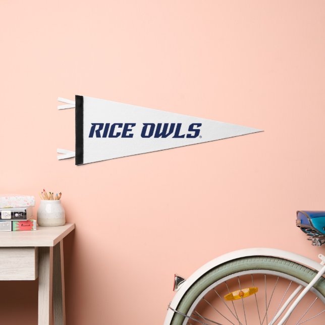 Rice Owls Text Emblem Pennant Flag (Front)