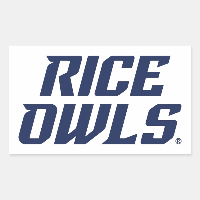 Rice Owls Text Emblem Rectangular Sticker (Front)