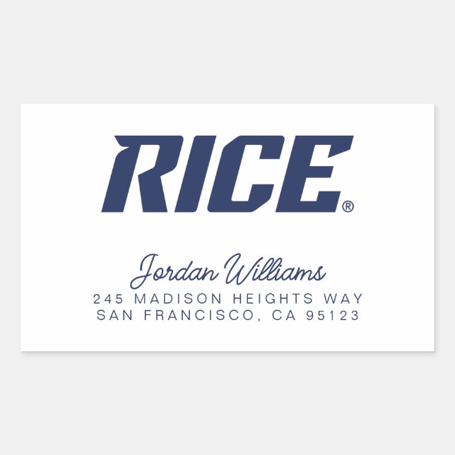 Rice Owls Text Emblem Rectangular Sticker (Front)