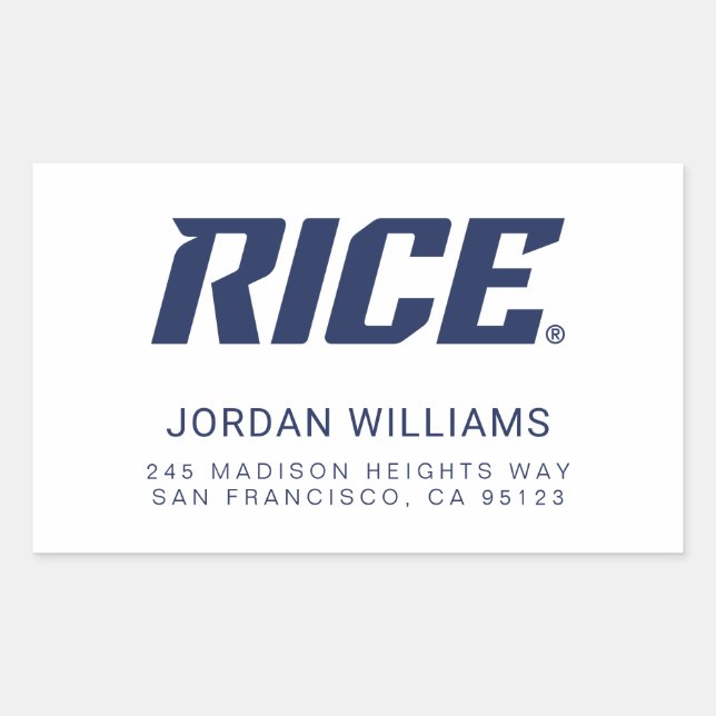 Rice Owls Text Emblem Rectangular Sticker (Front)