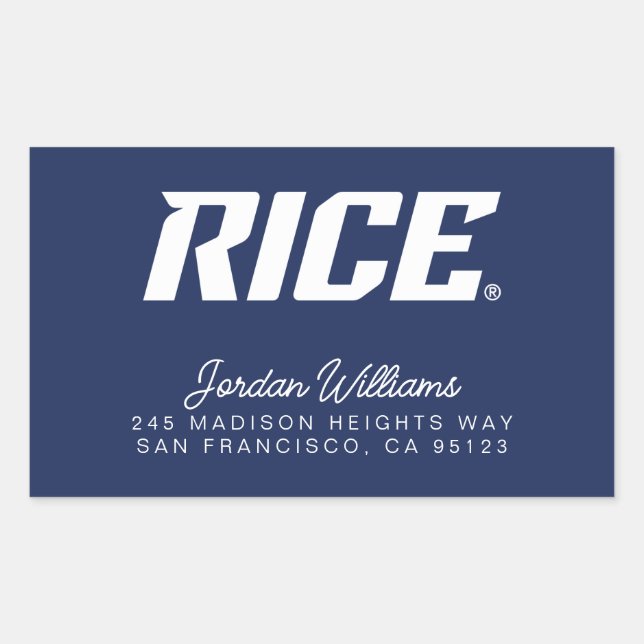 Rice Owls Text Emblem Rectangular Sticker (Front)