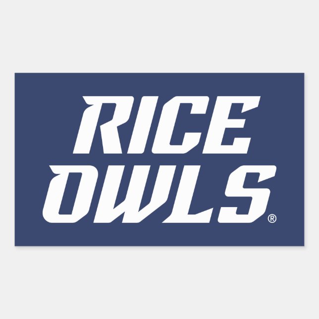 Rice Owls Text Emblem Rectangular Sticker (Front)