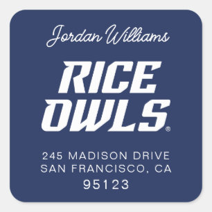 Rice Owls Text Emblem Square Sticker